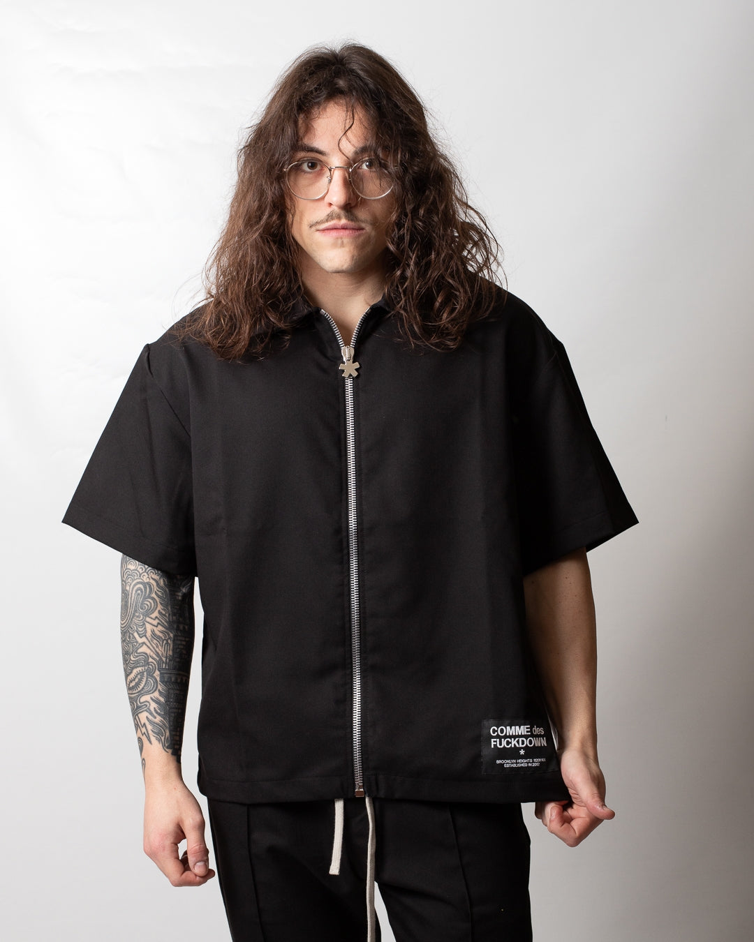 Camicia Comme des Fuckdown fullzip in tessuto cotoniero uomo