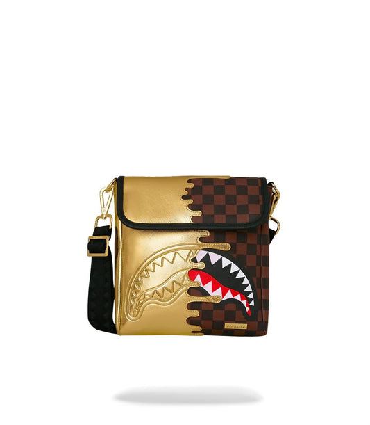 Tracolla Sprayground marrone SHARKS IN PARIS GOLD DRIP MESSENGER SLING