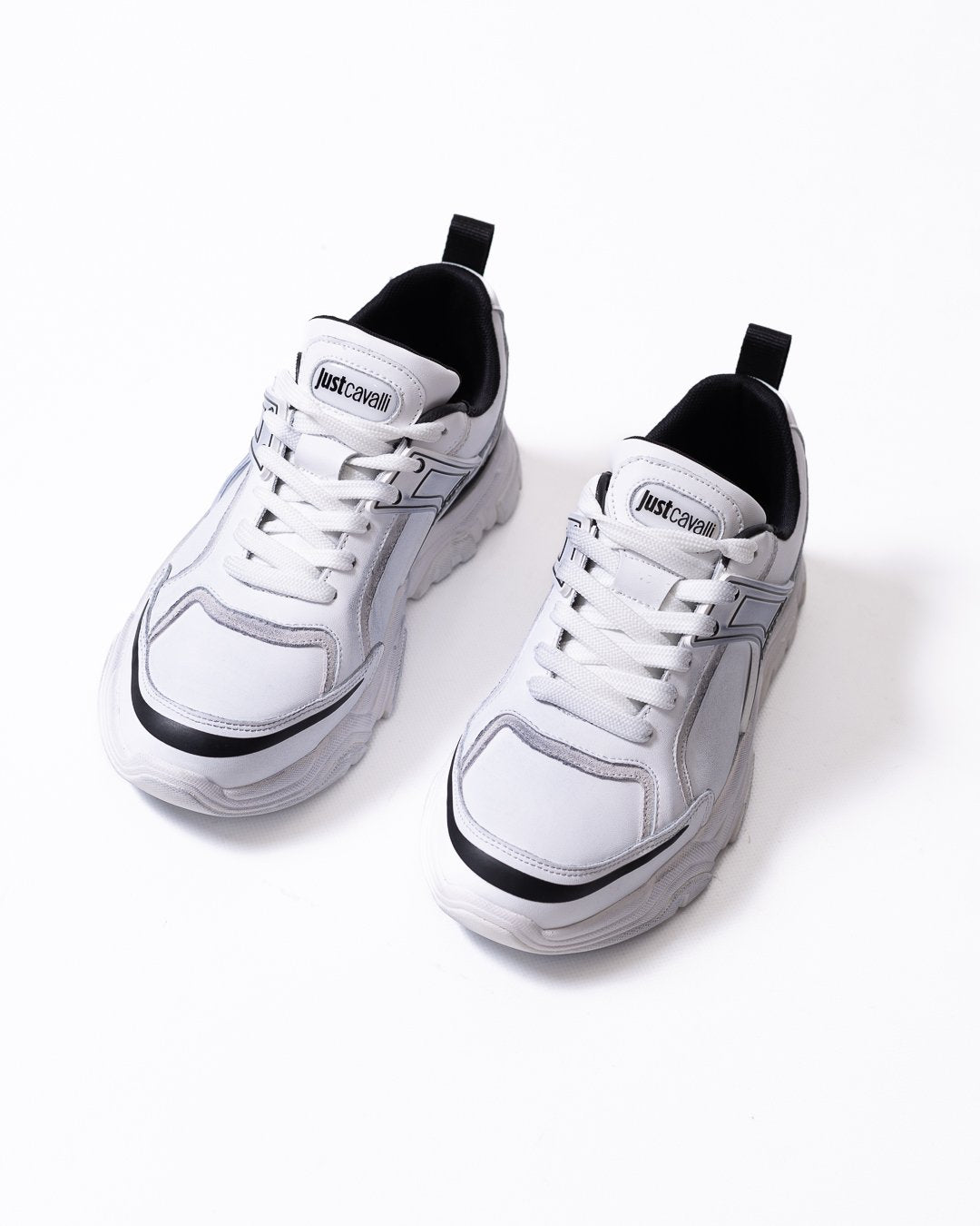 Sneakers Just Cavalli in pelle con logo e dettagli a contrasto