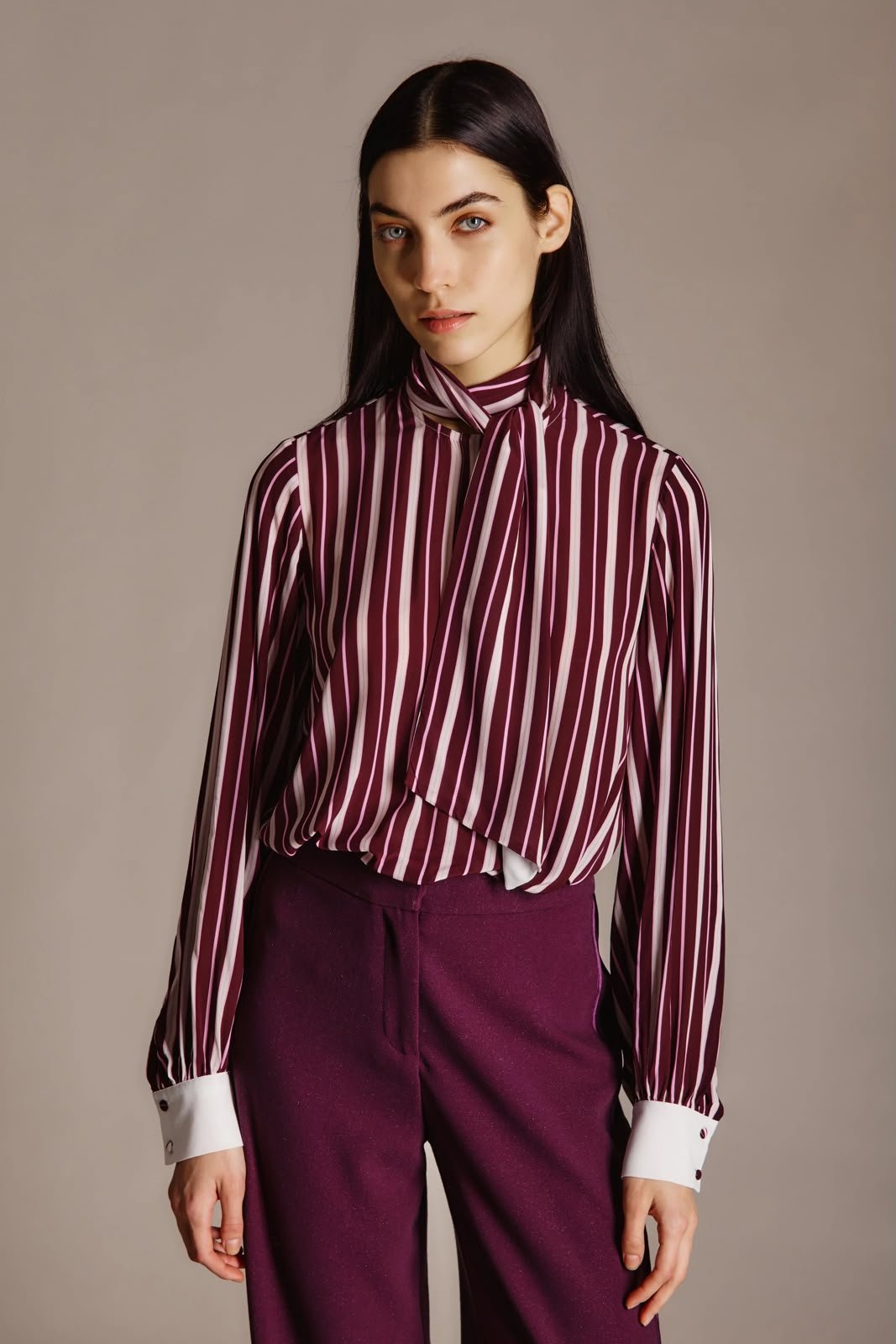 Blusa Nenette a righe con fascia removibile
