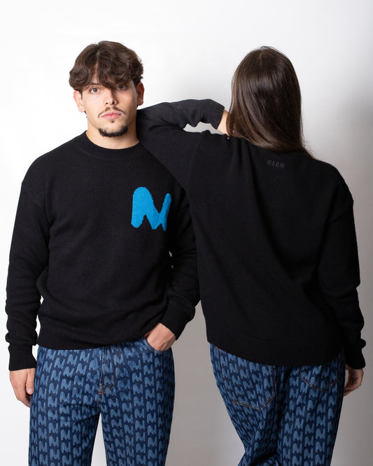 Maglia MSGM girocollo in misto lana con logo monogram