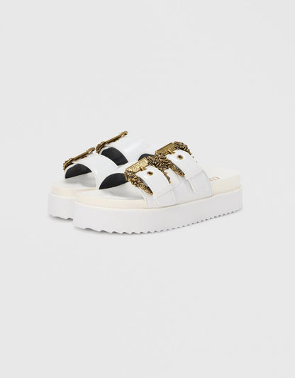 Ciabatte Versace Jeans Couture con fibbie logate donna