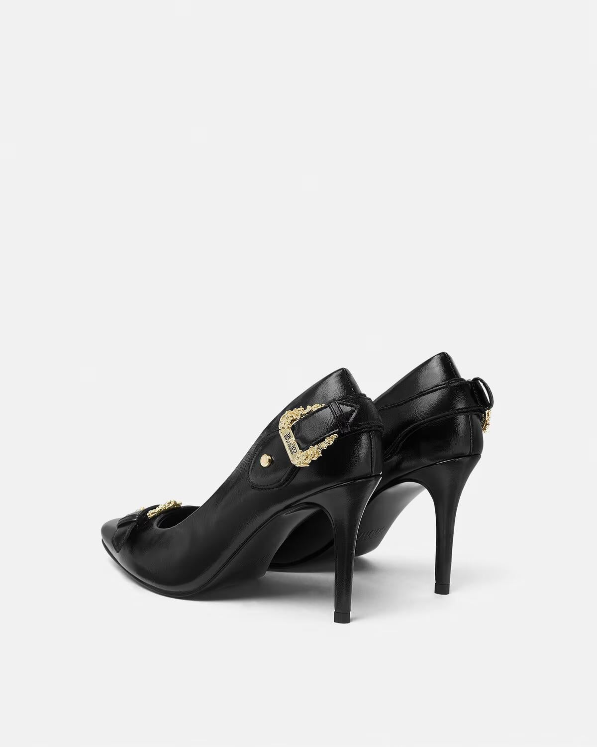 Tacchi Versace Jeans Couture in pelle con fibbie donna