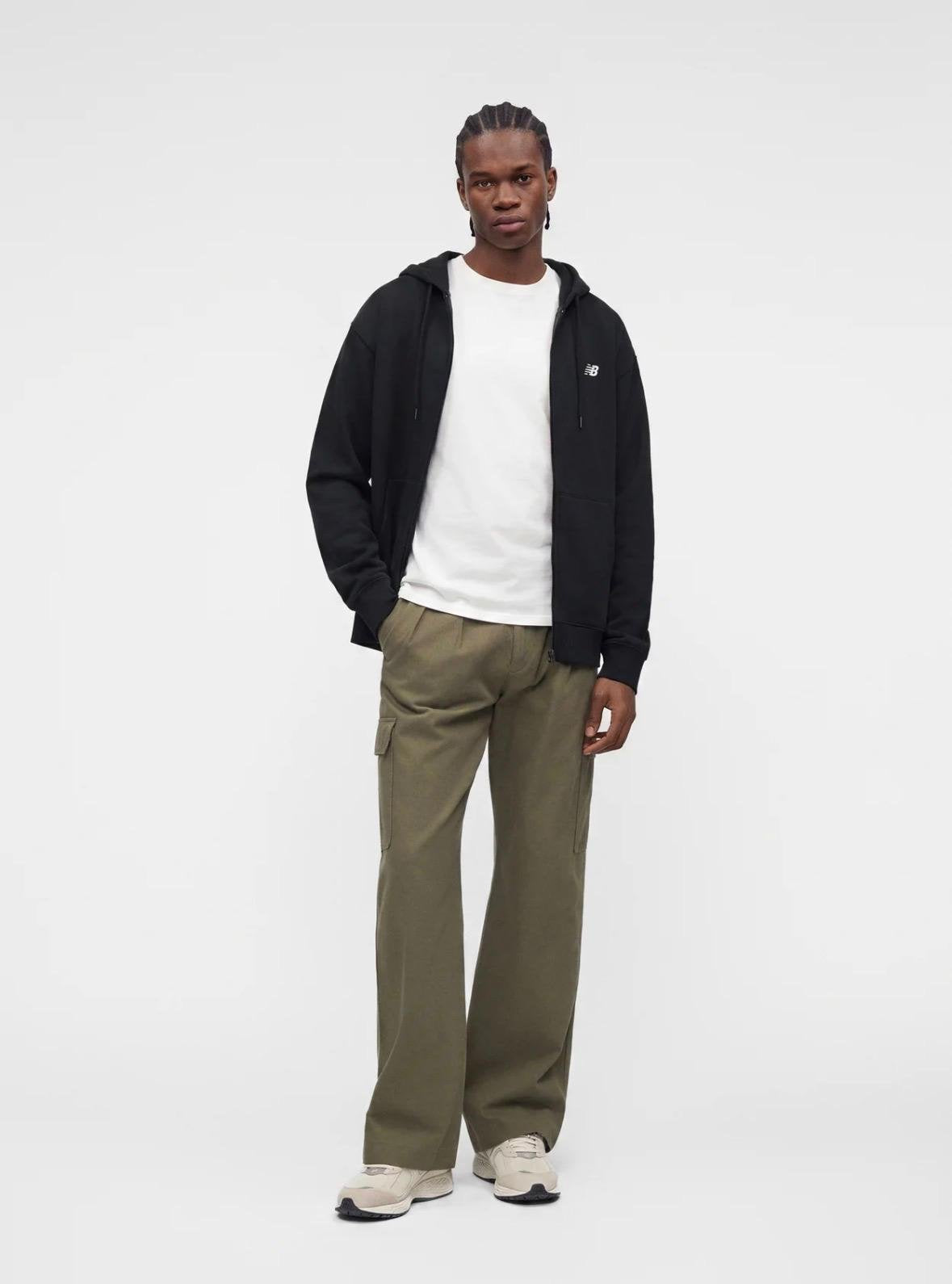 Felpa New Balance full zip con cappuccio con logo ricamato