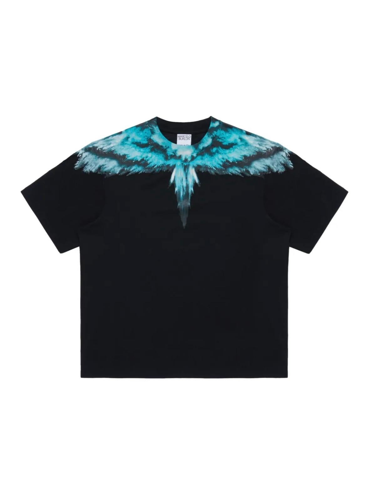 T-Shirt Marcelo Burlon "Colodust Wings Turquoise Black" uomo
