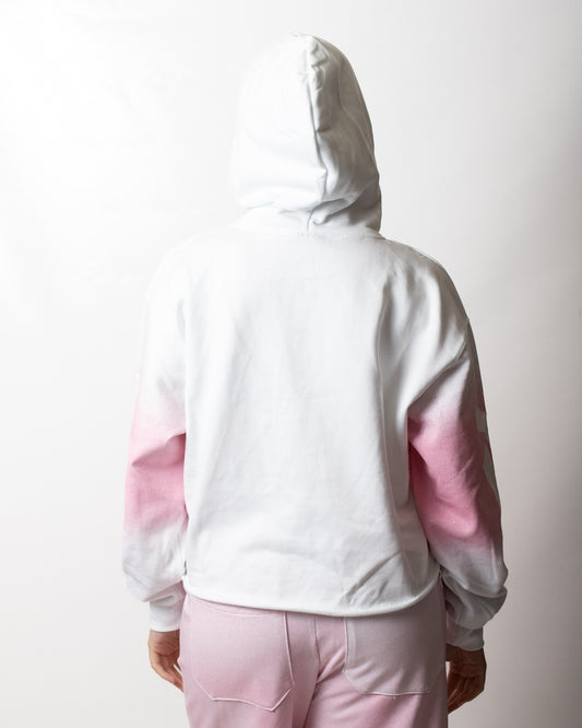 Felpa Disclaimer cropped con cappuccio e stampa glitter donna