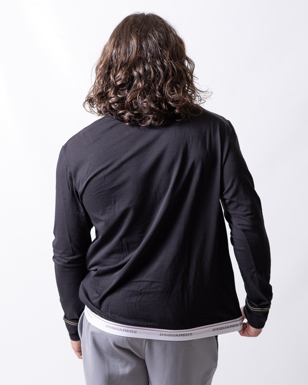 T-Shirt a manica lunga Dsquared2 con banda logata uomo