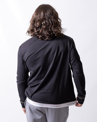 T-Shirt a manica lunga Dsquared2 con banda logata uomo