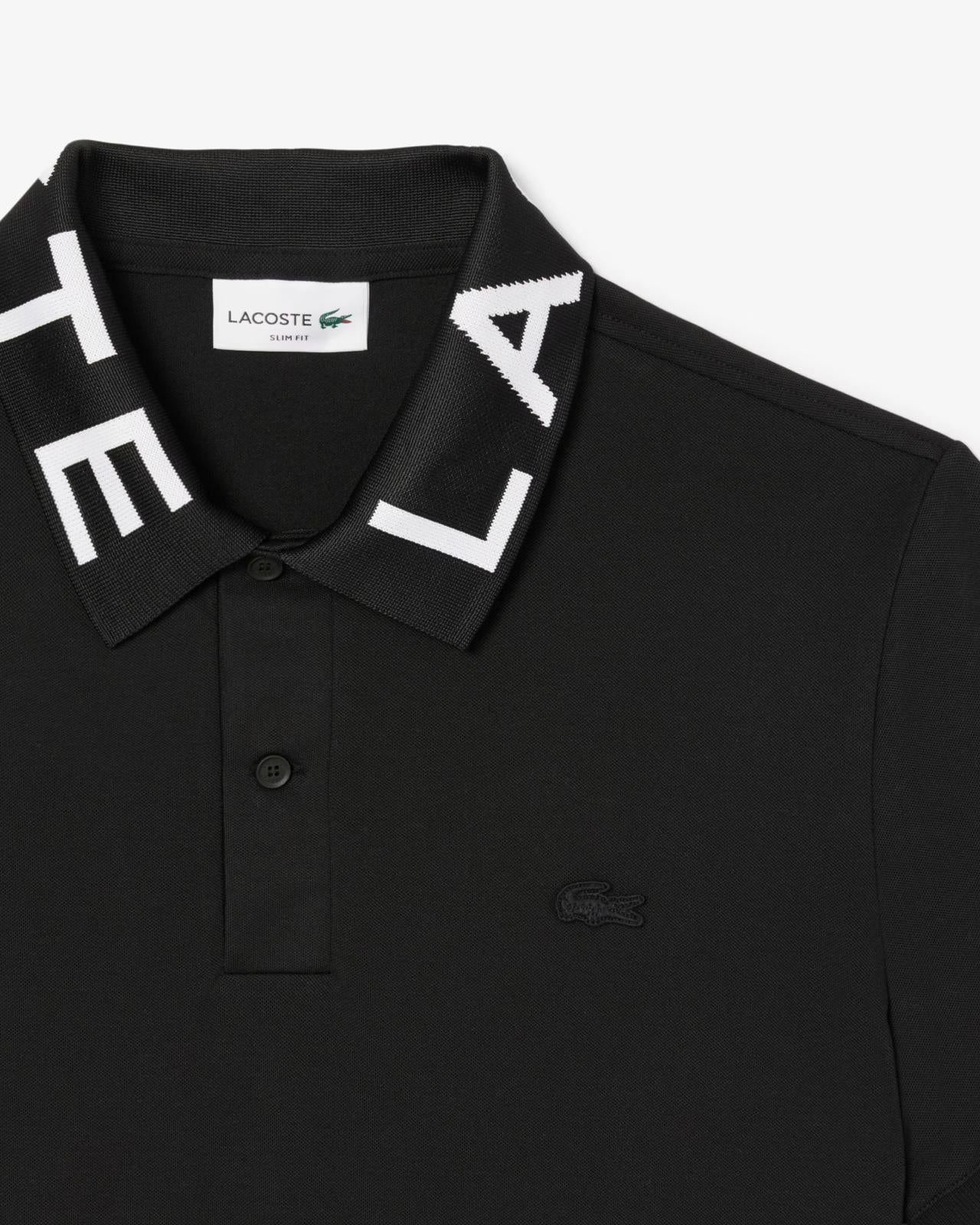 Polo Lacoste con logo sul colletto a contrasto jacquard