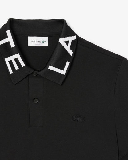 Polo Lacoste con logo sul colletto a contrasto jacquard