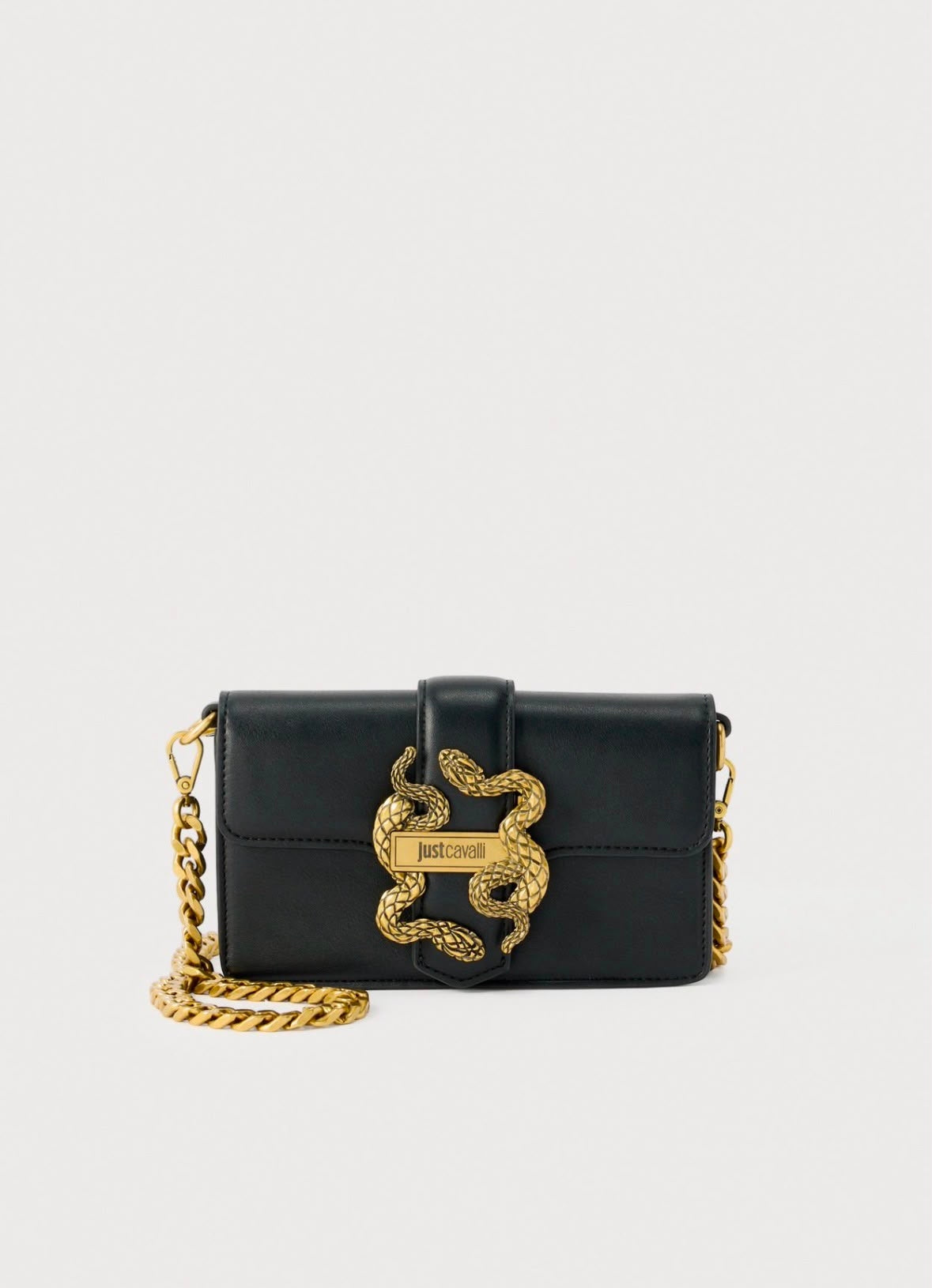 Borsa Just Cavalli a tracolla logo oro snakes donna