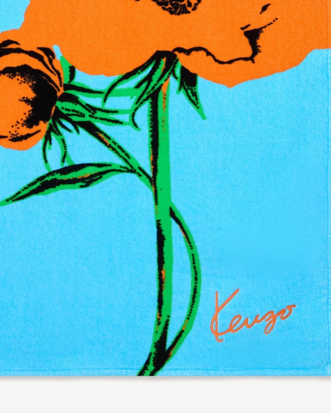 Telo mare Kenzo in cotone con grafica e signature in ricamo