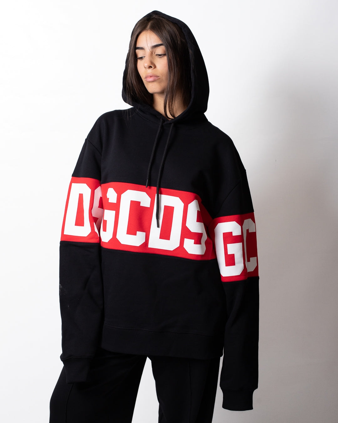 Felpa GCDS in piquet con cappuccio "Band Logo"