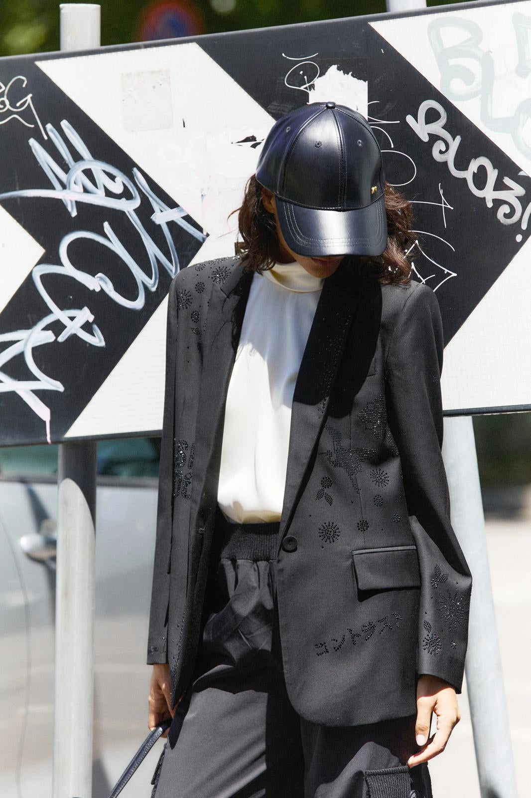 Giacca blazer Nenette monopetto in lana con strass donna