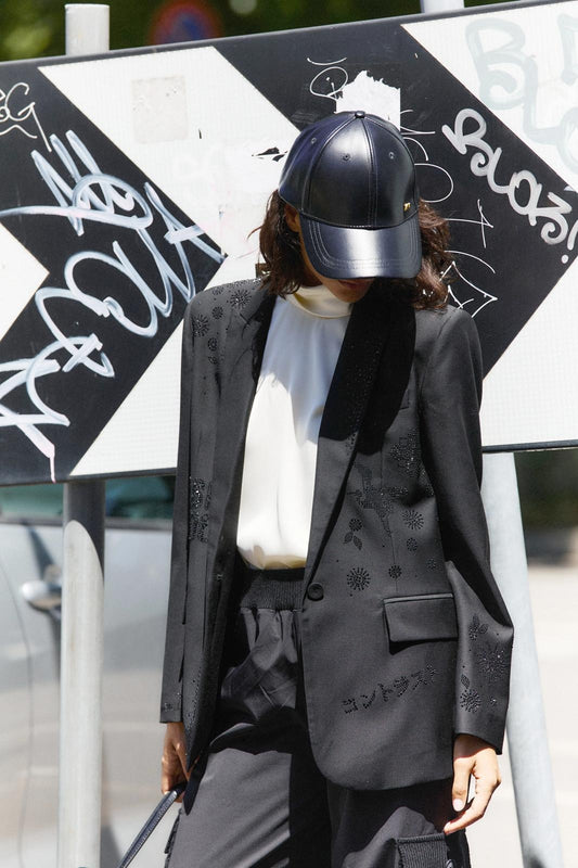 Giacca blazer Nenette monopetto in lana con strass donna