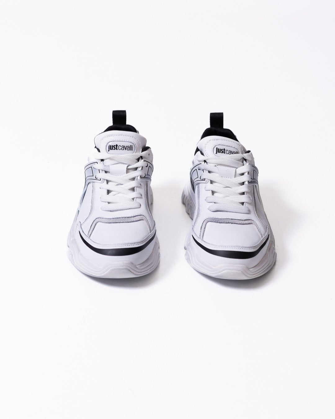 Sneakers Just Cavalli in pelle con logo e dettagli a contrasto