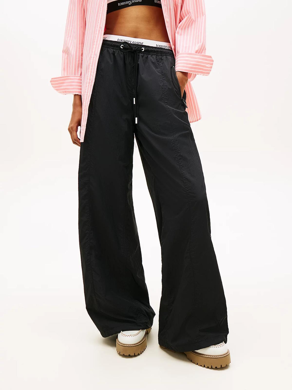 Pantalone Tommy Jeans parachute con fascia logata donna