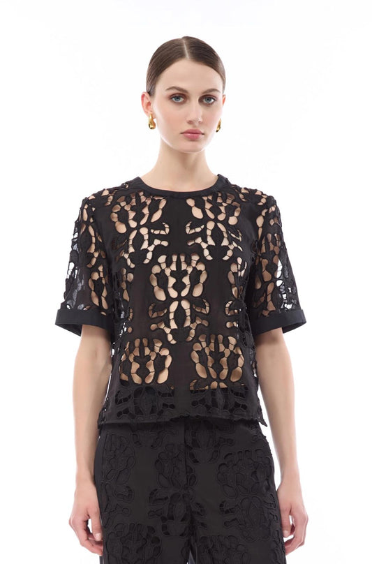 Blusa Nenette in sangallo con intagli donna