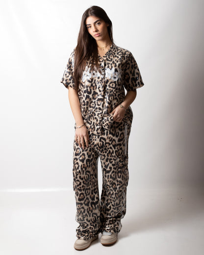 Pantalone Disclaimer cargo con paillettes all-over donna