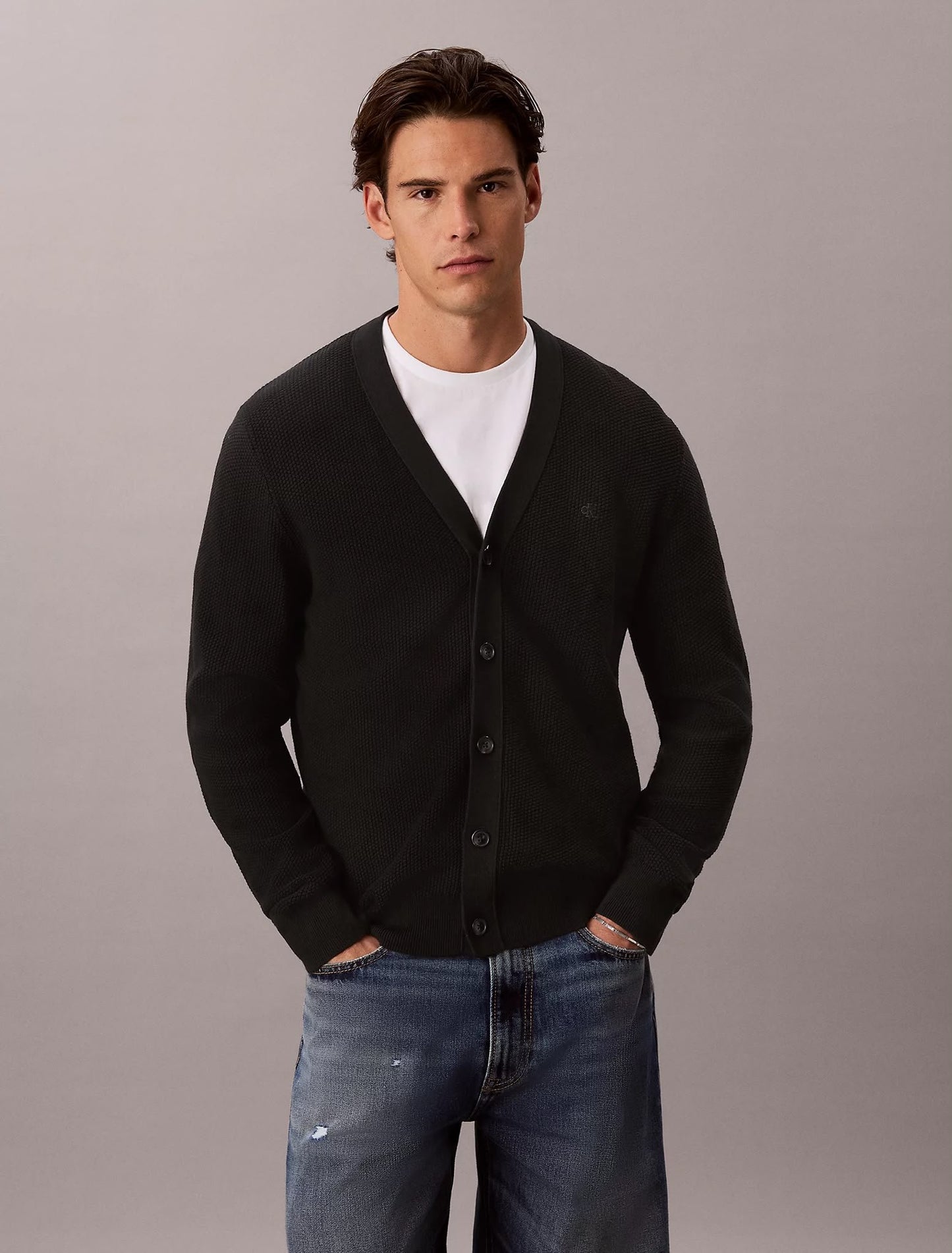 Cardigan Calvin Klein in cotone texturizzato uomo