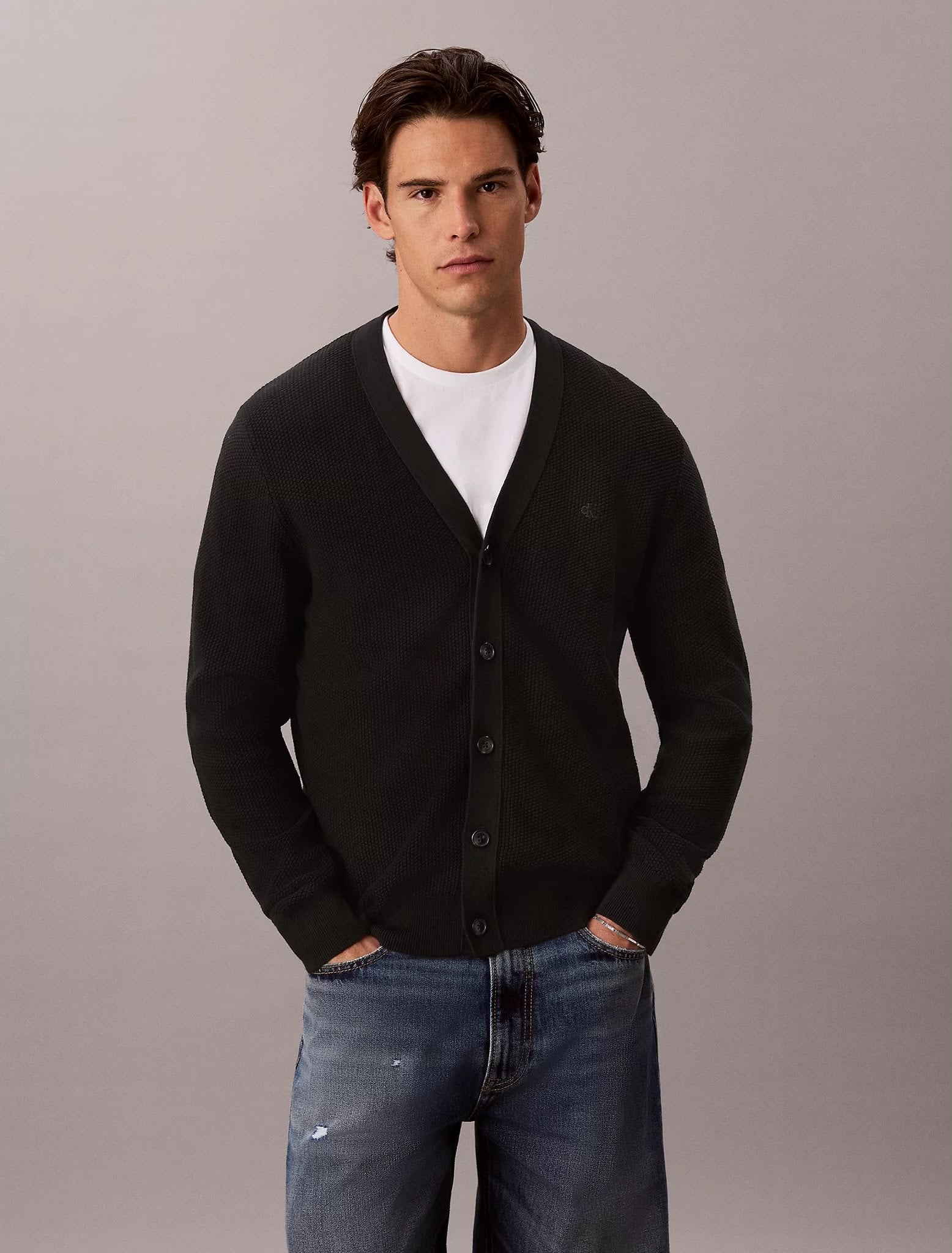 Cardigan Calvin Klein in cotone texturizzato uomo
