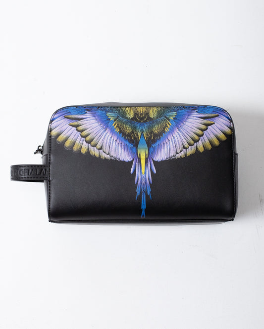 Pochette Marcelo Burlon beauty in ecopelle con logo wings colorfull