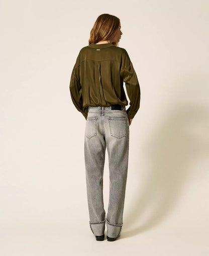 Jeans Twinset Actitude straight con risvolti donna