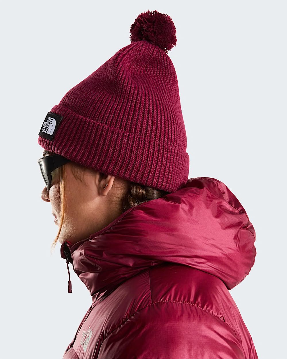 Cappello The North Face logo patch e pompon