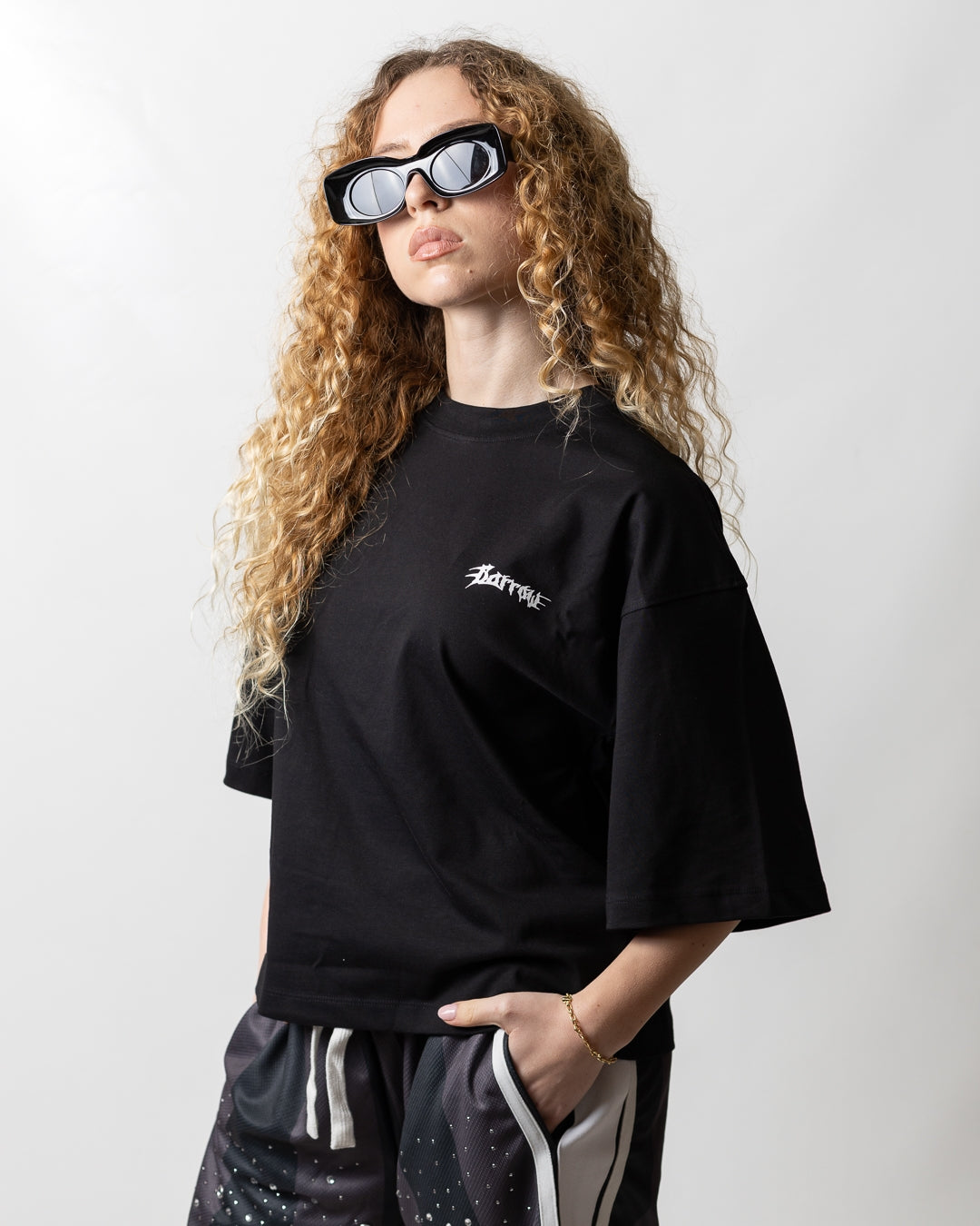 T-Shirt Barrow con strass e perline multicolor donna