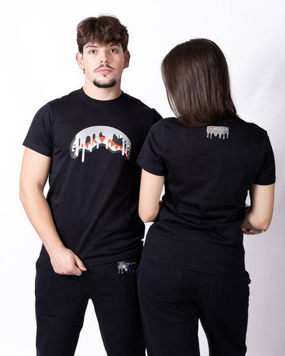 T-shirt Sprayground con logo stampato e applicazione sul retro