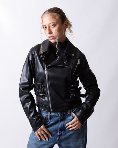 Giubbotto Richmond X biker in ecopelle con ganci donna