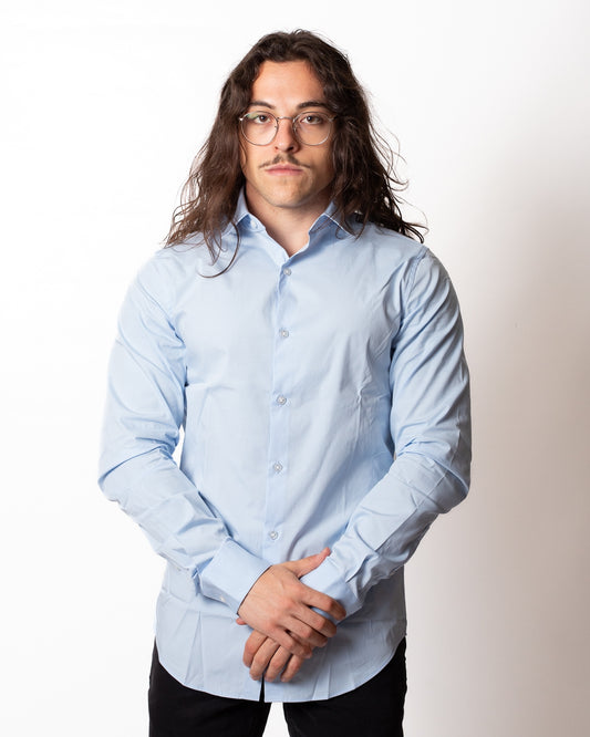 Camicia Calvin Klein "Slim Poplin calm blue" uomo