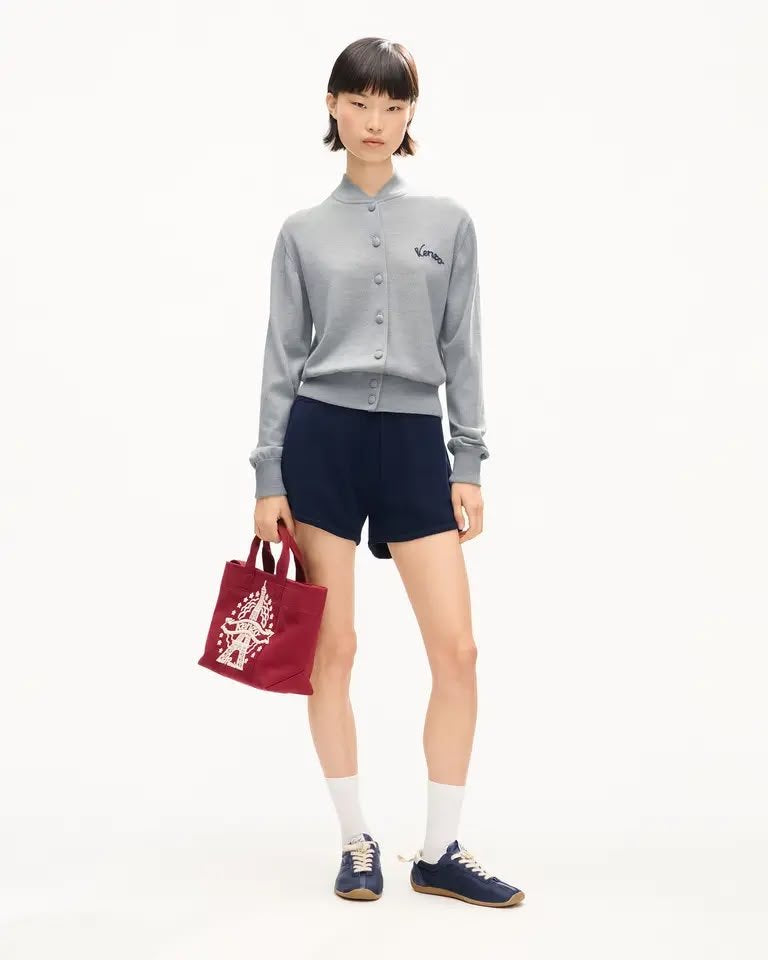 Cardigan Kenzo Paris in lana con maxi ricamo sul retro