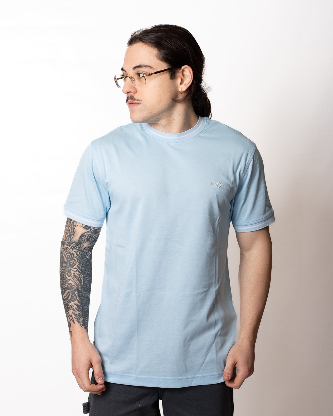 T-Shirt Liu Jo in misto seta con bordi a contrasto uomo