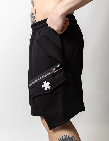 Bermuda Comme des Fuckdown cargo in felpa con zip uomo