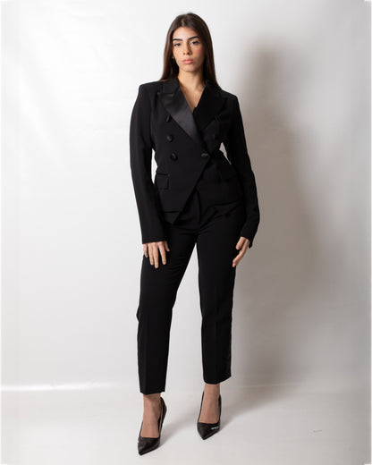Giacca blazer Twinset Actitude doppiopetto con dettagli in raso donna