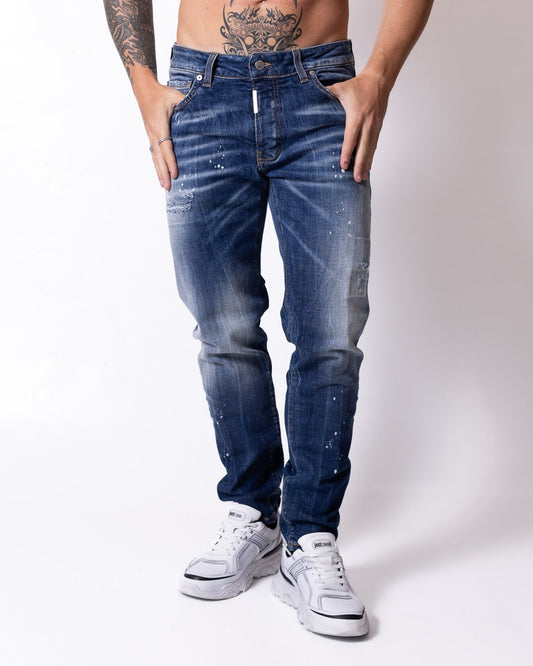 Jeans G2Firenze con applicazione metallica e patch logo sul retro