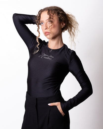 Body Versace Jeans Couture satin con logo strass donna