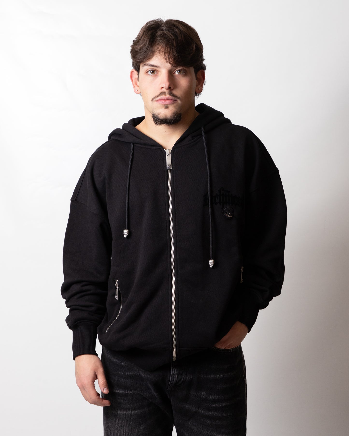 Felpa John Richmond fullzip con cappuccio "Piercing" uomo