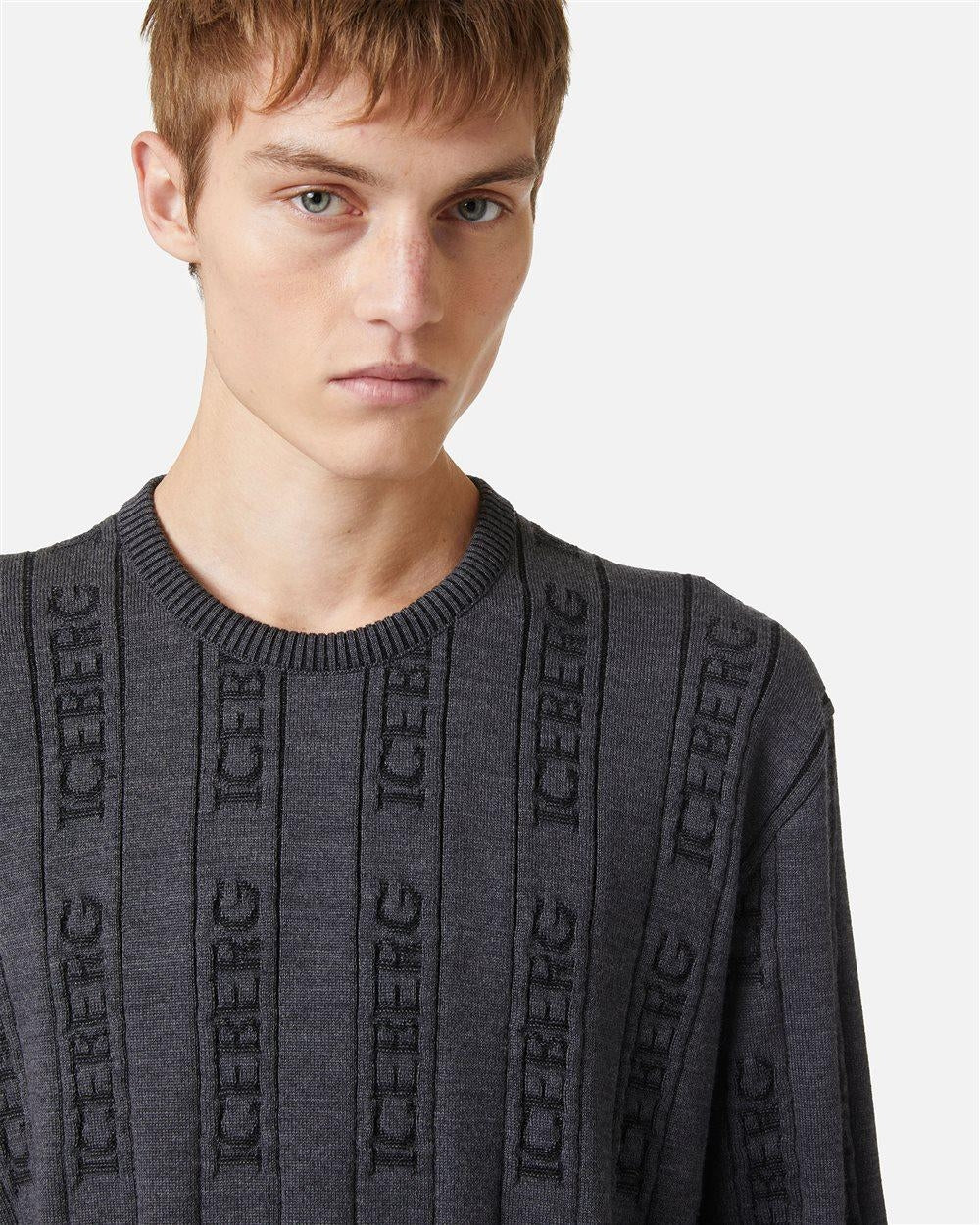 Maglia Iceberg girocollo logata jacquard all-over uomo