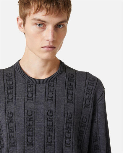 Maglia Iceberg girocollo logata jacquard all-over uomo