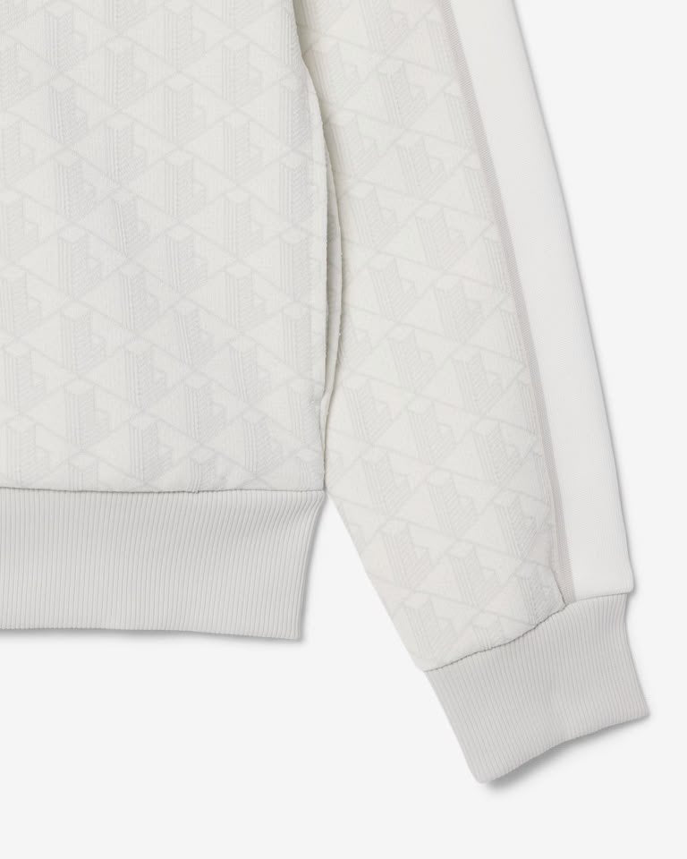 Felpa Lacoste con zip logata allover uomo