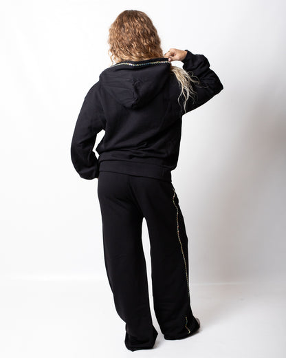 Pantalone Disclaimer in felpa con strass multicolor donna
