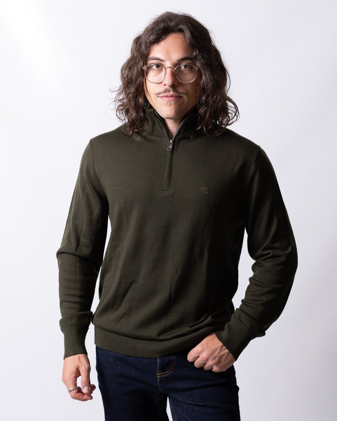 Maglia Calvin Klein mezza zip in lana uomo