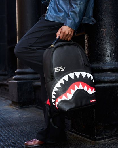 Zaino Sprayground nero SHARK CENTRAL BLACK EMBROIDERED SHARK BACKPACK
