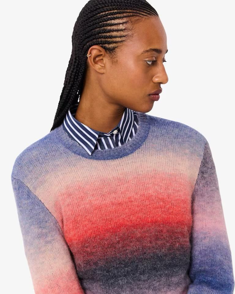 Maglia Lacoste girocollo in misto lana multicolor donna