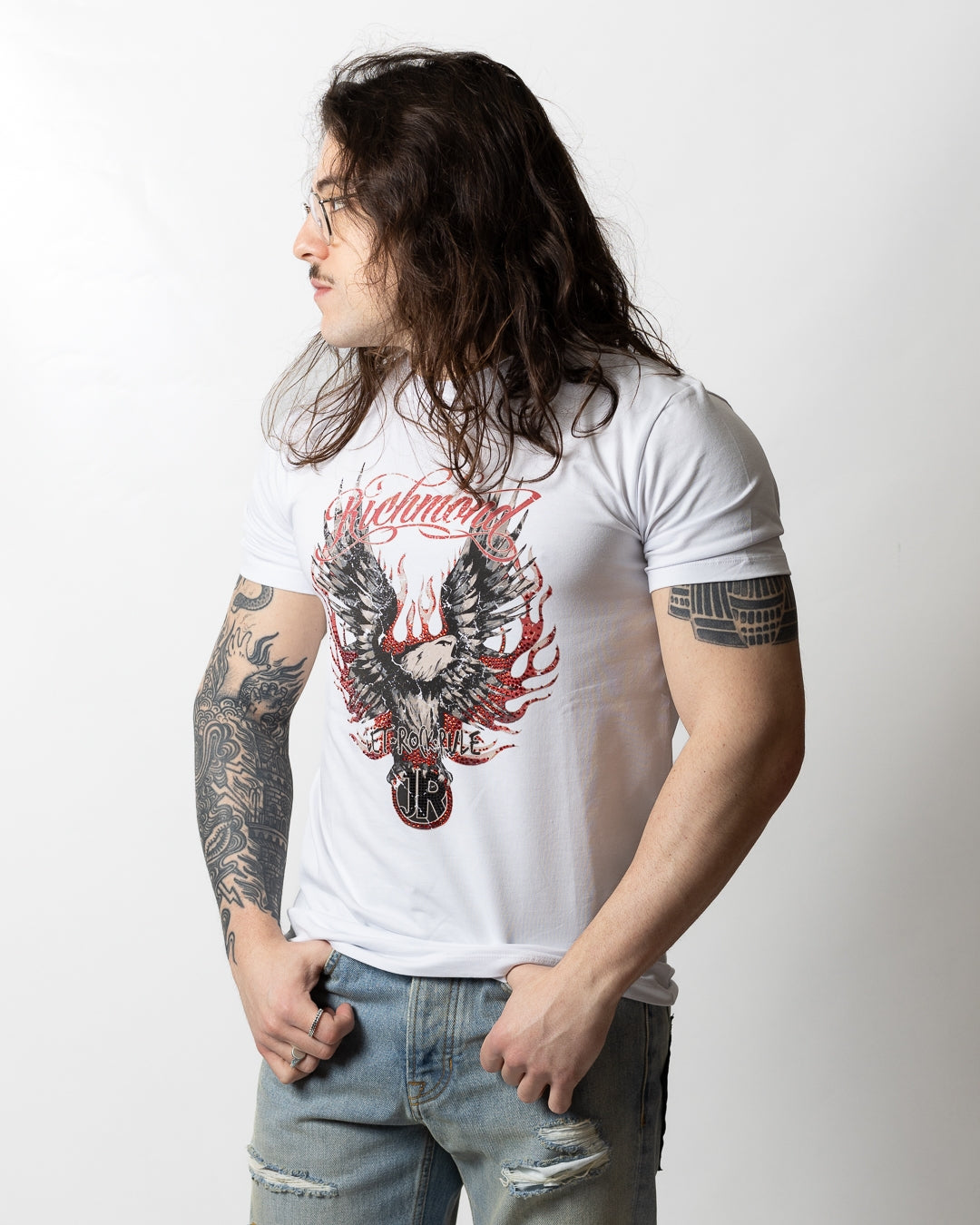 T-Shirt John Richmond con stampa strass uomo