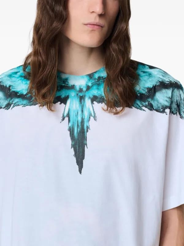 T-Shirt Marcelo Burlon "Colordust Wings Turquoise White" uomo