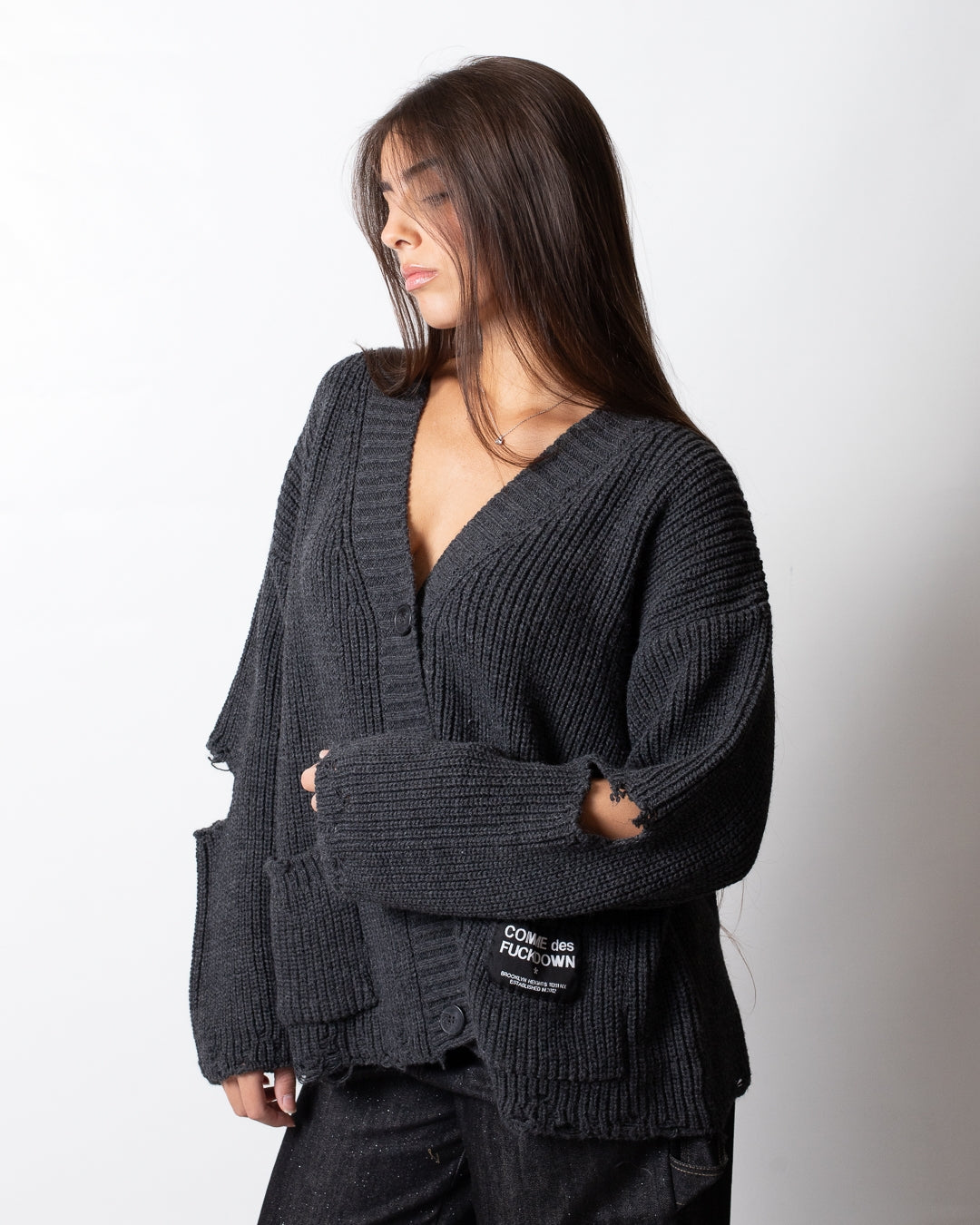Cardigan Comme des Fuckdown con etichetta logata donna