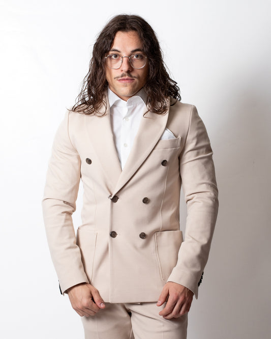 Giacca blazer Daniele Alessandrini doppiopetto con spilla uomo